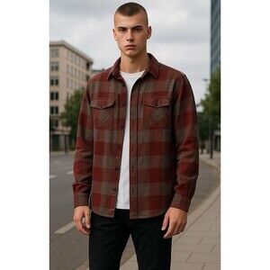 Tony Hawk Button Front Shirt Mens Medium Red Plaid Long Sleeve Pockets Skater